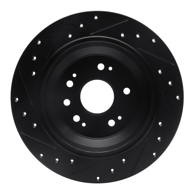 Honda Accord Crosstour Brake Rotor (1) - Rear Right - R1 Concepts - Drilled & Slotted - Black - `10-`15